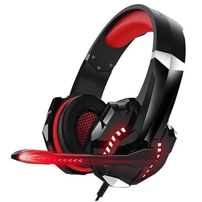 Cuffie e microfono gaming con attacco USB e jack audio da 3,5mm colore nero/rosso