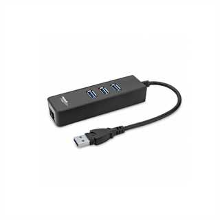 HUB USB type-AM 3 porte USB 3.0, 1 porta RJ45 Gigabit, cavo integrato