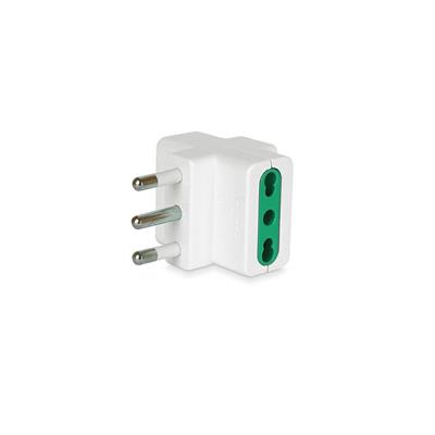 Adattatore triplo spina 16A 2P+T, 3 prese 10/16A, colore bianco