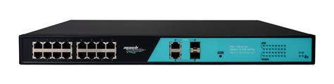 Switch 16 porte fast PoE, 2 porte uplink gigabit, 2 porte SFP fino a 250 metri, con funzione VLAN