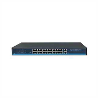 Switch 24 porte fast PoE, 2 porte uplink gigabit, fino a 250 metri, con funzione VLAN