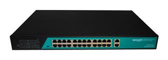 Switch 24 porte fast PoE, 2 porte uplink gigabit, fino a 250 metri, con funzione VLAN