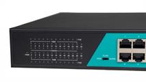 Switch 24 porte fast PoE, 2 porte uplink gigabit, fino a 250 metri, con funzione VLAN