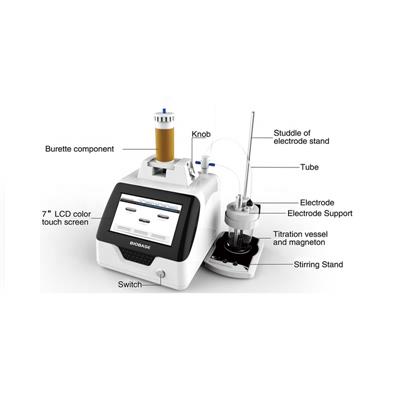 Titolatore automatico con potenziometro, misurazione della temperatura 0-100°C, misurazione pH 0-14.00, misurazione mV +/-1999