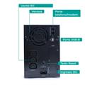 Gruppo di continuità line interactive 1200VA/800W, onda sinusoidale pura, stabilizzatore AVR, 2 batterie 12V/7Ah, 3 uscite IEC, 1 porta USB, 1 porta RJ45