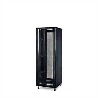 Rack a pavimento 32 unità 600x800x1600 con 4 ventole, 4 ruote e 4 montanti, laterali removibili, colore nero