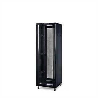 Rack a pavimento 37 unità 600x1000x1800 con 4 ventole, 4 ruote e 4 montanti, laterali removibili, colore nero