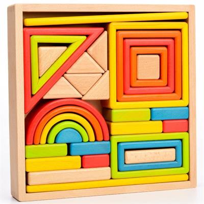 Set di forme geometriche colorate in legno