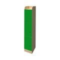 Casellario in legno laminato con 3 vani e serratura con chiave, colore verde