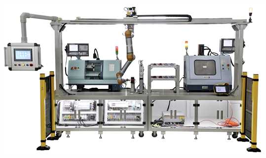 Sistema di formazione sulla movimentazione e lavorazione  dei materiali con AI tramite braccio robotico,fresatrice CNC e tornio CNC