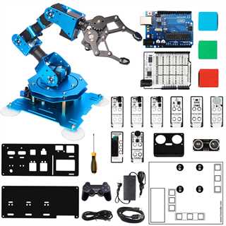 Braccio robotico supporta la programmazione Arduino con kit sensore UNO R3 e scheda di espansione UNO R3 (versione assemblata)