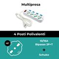 Multuipresa 4 posti 10/16A bipasso/schuko con interruttori dedicati e generale