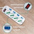 Multuipresa 4 posti 10/16A bipasso/schuko con interruttori dedicati e generale