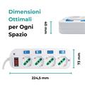 Multuipresa 4 posti 10/16A bipasso/schuko con interruttori dedicati e generale