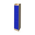 Casellario in legno laminato con 3 vani e serratura con chiave, colore Blu