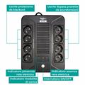 Gruppo di continuità 850VA/510W,Linea Active Plug,8 uscite Schuko (4 protezione da sovratensioni e 4 con battery backup e protezione da sovratensioni,1 batteria 12V/8Ah,1 porta USB, 2 porte TEL/MODEM