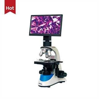 Microscopio digitale trinoculare, display LCD 10, WF 10X/18mm, Obiettivo acromatico 4x 10x 40x(S) 100x(S, O)