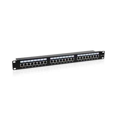 Patch panel STP Cat5e 24 porte RJ45 per armadi rack da 19, colore nero