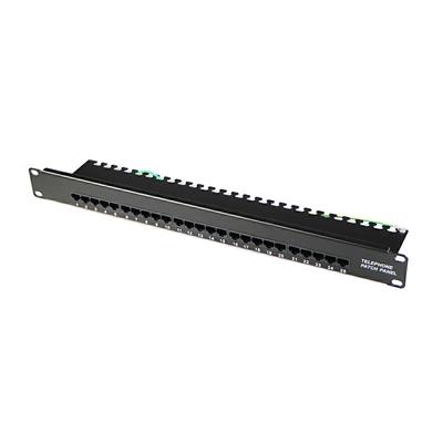 Patch panel telefonico Cat3 25 porte per armadi rack da 19, colore nero