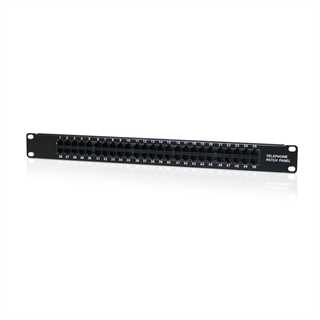 Patch panel telefonico Cat3 50 porte per armadi rack da 19, colore nero