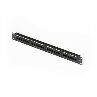 Patch panel U/UTP Cat5e 24 porte RJ45 per armadi rack da 19, colore nero