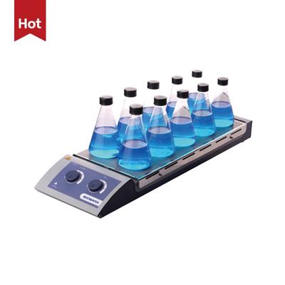 Agitatore magnetico multipostazione con piatto riscaldato in acciaio, capacità max 0,4L*10, velocità 0-1100rpm, temperatura RT-120°C